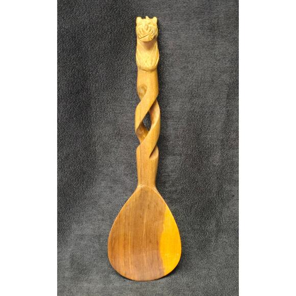 Vintage African Hand Carved Cheeta Large Wooden Spoon - Picture 1 of 8
